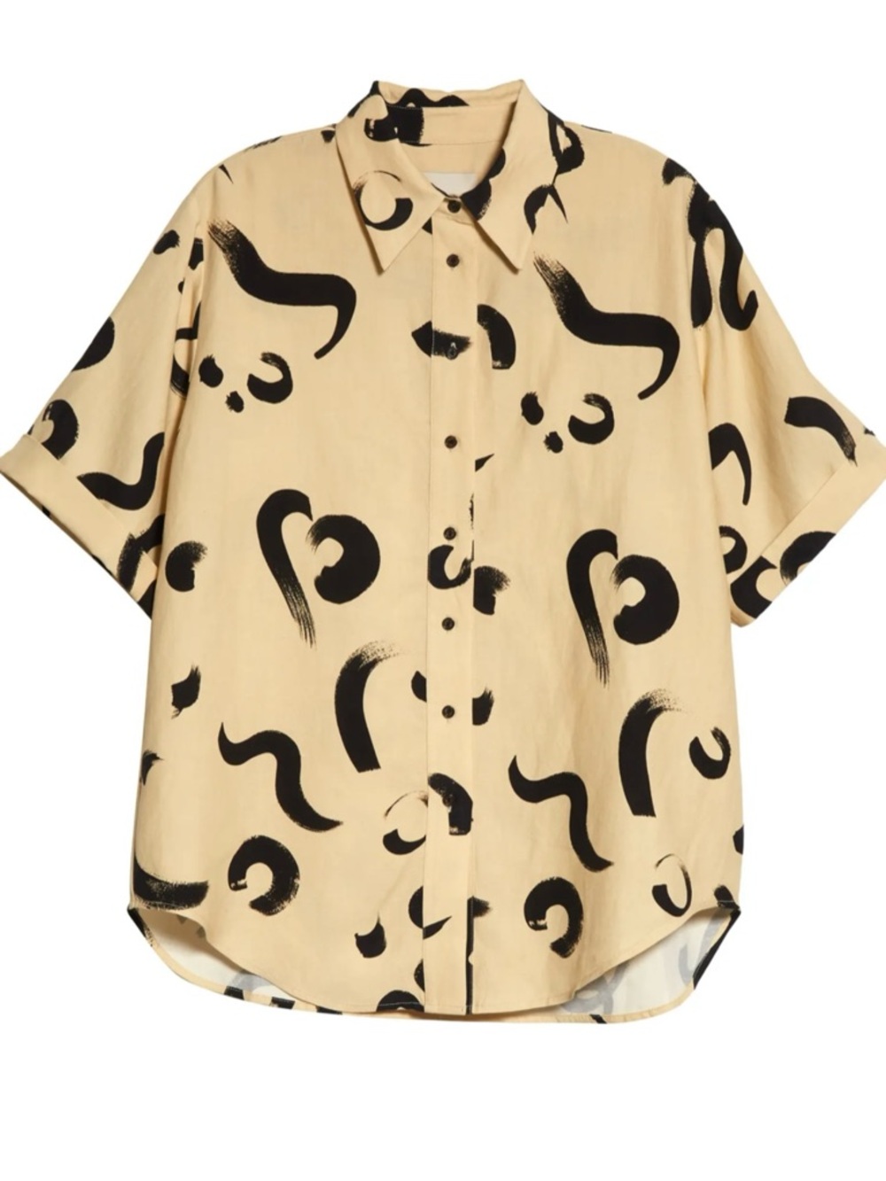 Alemais Brushstroke Beige Short-Sleeve Shirt